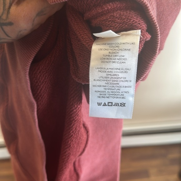 Free People Hooded Sweatshirt Long Sleeves Maroon Womens Size Small Cropped - Picture 6 of 10